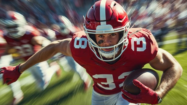 A Dramatic football player in motion, showcasing athleticism and intensity