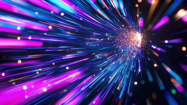 A Vibrant light streaks create dynamic explosion of color and energy, evoking excitement and wonder