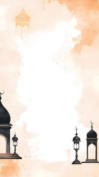 An artistic depiction of domes and lanterns against a soft background.