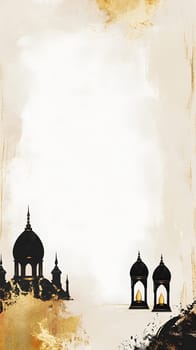 Artistic silhouette of architectural structures with a blank space.