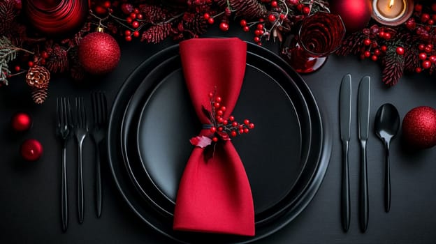 Christmas tablescape decoration, formal family dinner holiday celebration, luxury table setting decor, English country and home style idea