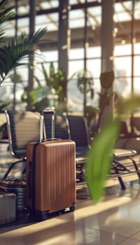 A sophisticated travel scene featuring a luxurious leather bag, a stylish hat, and essential travel documents, including passports and boarding passes. ideal for travel-themed designs or illustrating preparation for a journey.