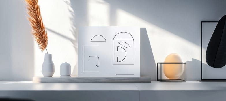 Minimalist line art sticker sheet displayed on a clean white surface, enhanced by high contrast lighting, creating an elegant and modern presentation. ideal for contemporary design projects, posters, and creative collections.