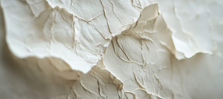 High-detail macro view of a torn paper corner showcasing intricate fibers and rich natural textures. ideal for use in artistic product photography, textured backgrounds, and design elements for print and digital projects.