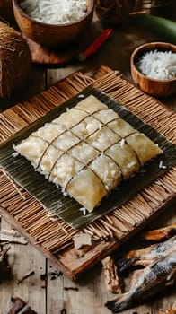 A traditional dish wrapped in leaves, showcasing culinary culture.