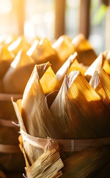 Bundles of wrapped food items, likely for steaming or cooking.