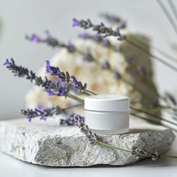 Cosmetic cream in a glass jar. Skin care concept. Background for beauty products