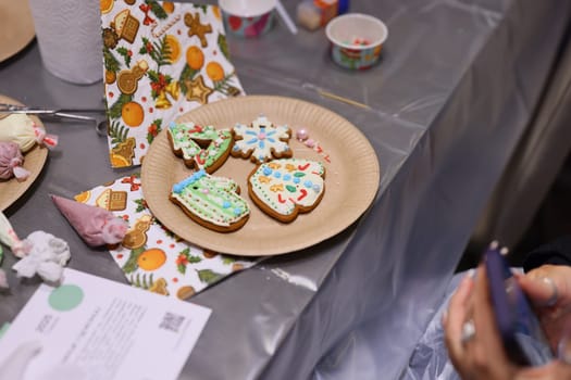 Vibrant and colorful holiday cookies beautifully arranged on a festive plate, they are perfect for any celebration