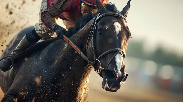A jockey races on a horse, capturing the thrill of competition.