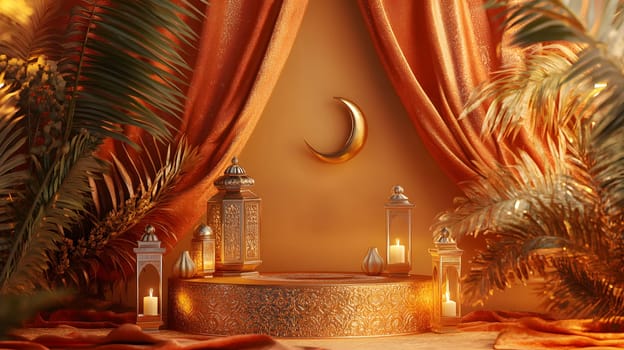Elegant setting with lanterns and candles for a cultural celebration.