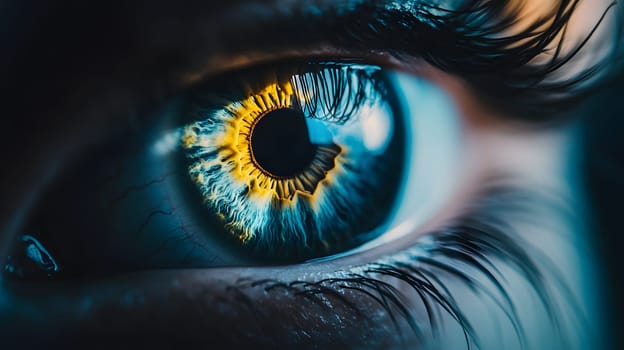 Close-up of a vibrant, detailed human eye with striking colors.