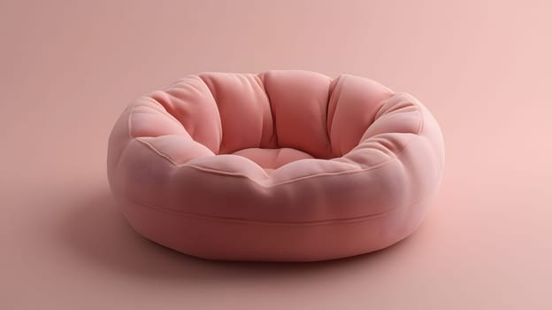 A soft, round, pink pet bed designed for comfort and relaxation.