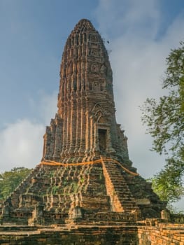 Wat Worachet ancient ruin temple in Ayutthaya by day, Thailand