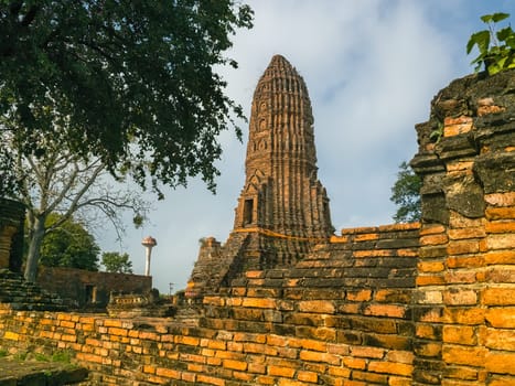Wat Worachet ancient ruin temple in Ayutthaya by day, Thailand