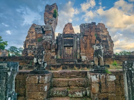 Ruin of East Mebon Temple, Ankgor by sunset, Cambodia