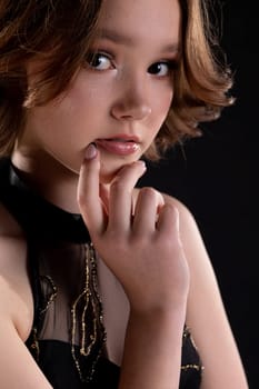 This striking portrait masterfully highlights the beauty and elegance, showcasing sparkling features in detail