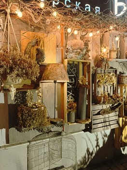 Aesthetic warm vintage photo with Christmas decorations decorations