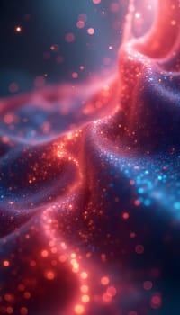 Vibrant particles swirl in shades of blue and red, creating a mesmerizing cosmic effect against a dark background - phone wallpaper - Generative AI
