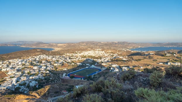 Panoramic of Triovasalos and Pera Triovasalos in Milos, Greece