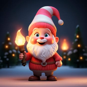 Cute ChristmCute Christmas gnome on a New Year's background. Mockup.as gnome on a New Year's background. . High quality photo