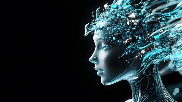 Futuristic digital representation of a human-like figure.
