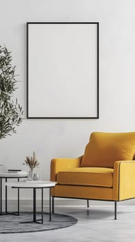 Cozy living space featuring a yellow chair and minimalist decor.