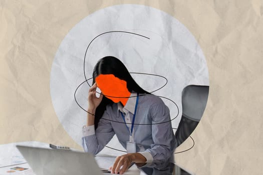 A creative collage depicting business stress, featuring a professional in a modern office with abstract artistic elements symbolizing pressure.