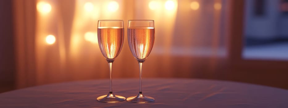 glass of champagne on christmas festive table, Generative AI, drink