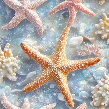 Discover the beauty of starfish among coral reefs showcasing vibrant marine life in a stunning underwater scene.