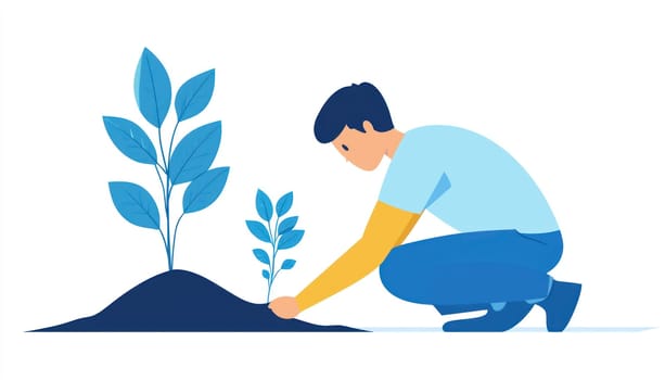 A person planting sapling, symbolizing growth and environmental care