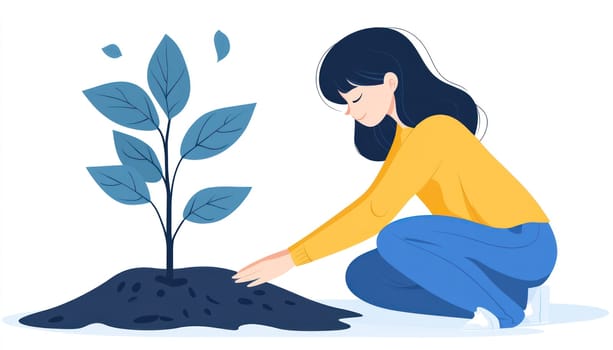 A Person planting sapling, symbolizing growth and nurturing nature
