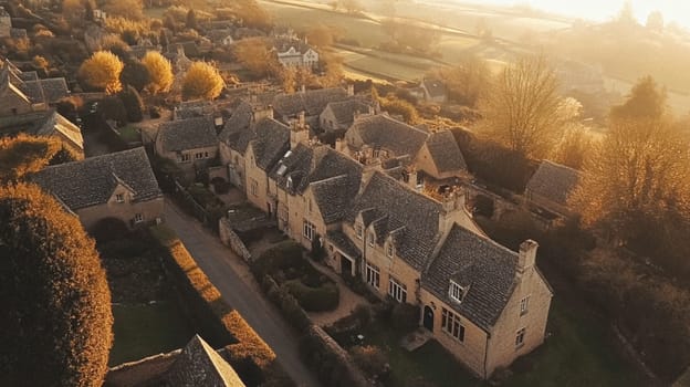 Cotswolds cottage and garden in the English countryside style, modern architecture and design idea