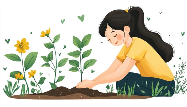 A person planting sapling, symbolizing growth and nurturing nature