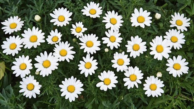 A vibrant cluster of daisies blooming in a green garden.