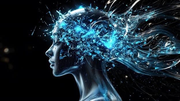 Abstract representation of a human head with flowing energy.