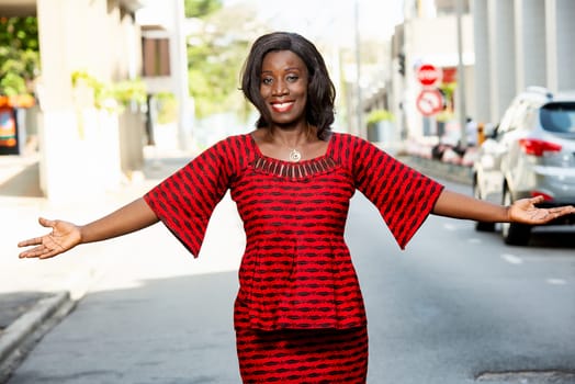 close up of a mature african woman smiling.