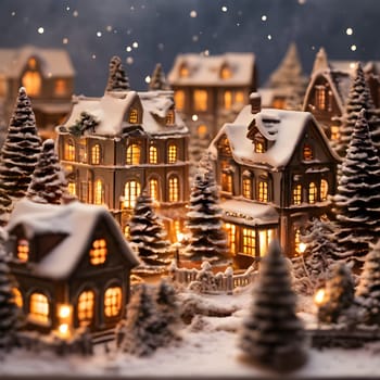 A Cozy Winter Wonderland: Miniature Christmas Village with Soft Lights