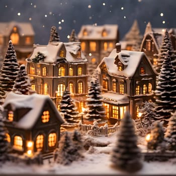 Snowy Miniature Village: A Christmas Wonderland of Soft Lights and Tiny Trees