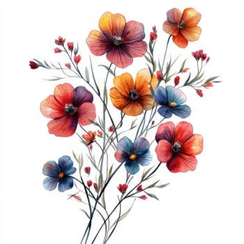 A Beautiful watercolor floral arrangement featuring vibrant flowers in various colors, perfect for adding touch of elegance to any design