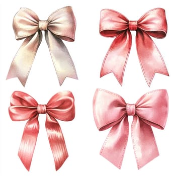 An Elegant watercolor ribbons in soft colors, perfect for Valentine Day decor