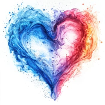 A vibrant heart shape created with flowing blue and pink colors, symbolizing love and emotion