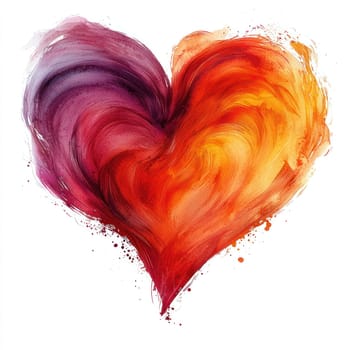 A Vibrant heart shape in swirling colors of red, orange, and purple, symbolizing love and passion