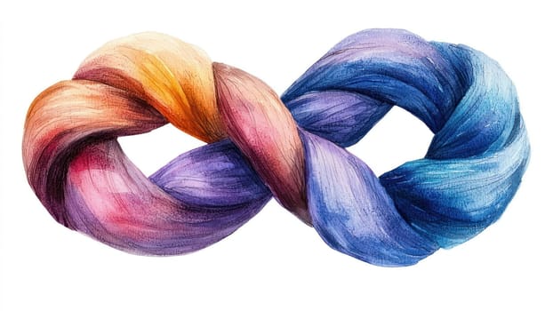 A colorful infinity knot design symbolizing love and connection, featuring vibrant hues blending seamlessly