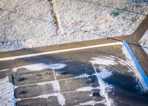 Concept shot of the parking lot at winter