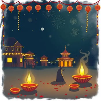 Diya flame symbol orange yellow bright light.High quality illustration