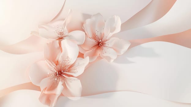 Soft pastel gradients blend with delicate geometric floral accents, creating a minimalistic and serene spring aesthetic. ideal for contemporary branding, digital presentations, and modern design projects.