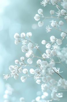 Pale green and white pastel abstract background featuring soft, circular shapes with delicate floral motifs. the minimalist and refined design is perfect for sophisticated seasonal branding projects and high-end print materials.