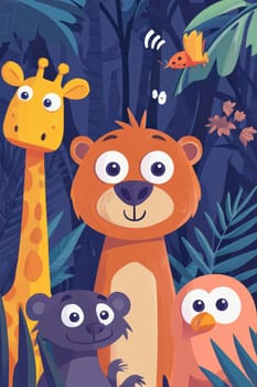 Engaging animated quiz game designed for children, featuring vibrant animal characters. includes multiple-choice questions in a playful and easy-to-navigate interface, fostering learning and entertainment.