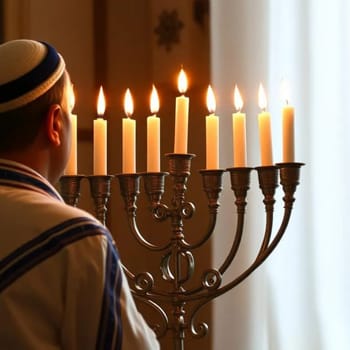jewish holiday hanukkah traditions, lighting candles menorah, Jerusalem israel and diaspora, Israeli Judaism background High quality image