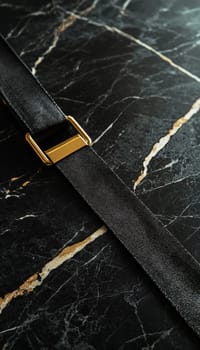 Luxurious lanyard featuring gold accents set against a black marble surface, ideal for high-end corporate branding and promotional materials, emphasizing sophistication and elegance in professional settings.